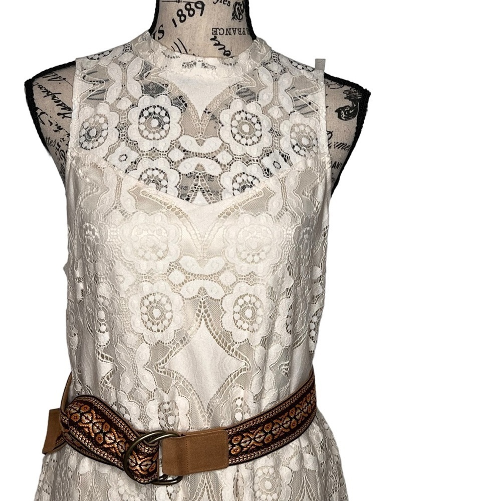 Anthropologie Floreat Ivory Manon Lace Sleeveless Overlay Dress Dress Size 4 - Picture 7 of 15